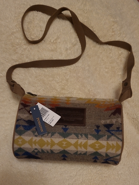 Pendleton Handbags - Pendleton Gray Native Print Crossbody with Blue and Mustard Accents